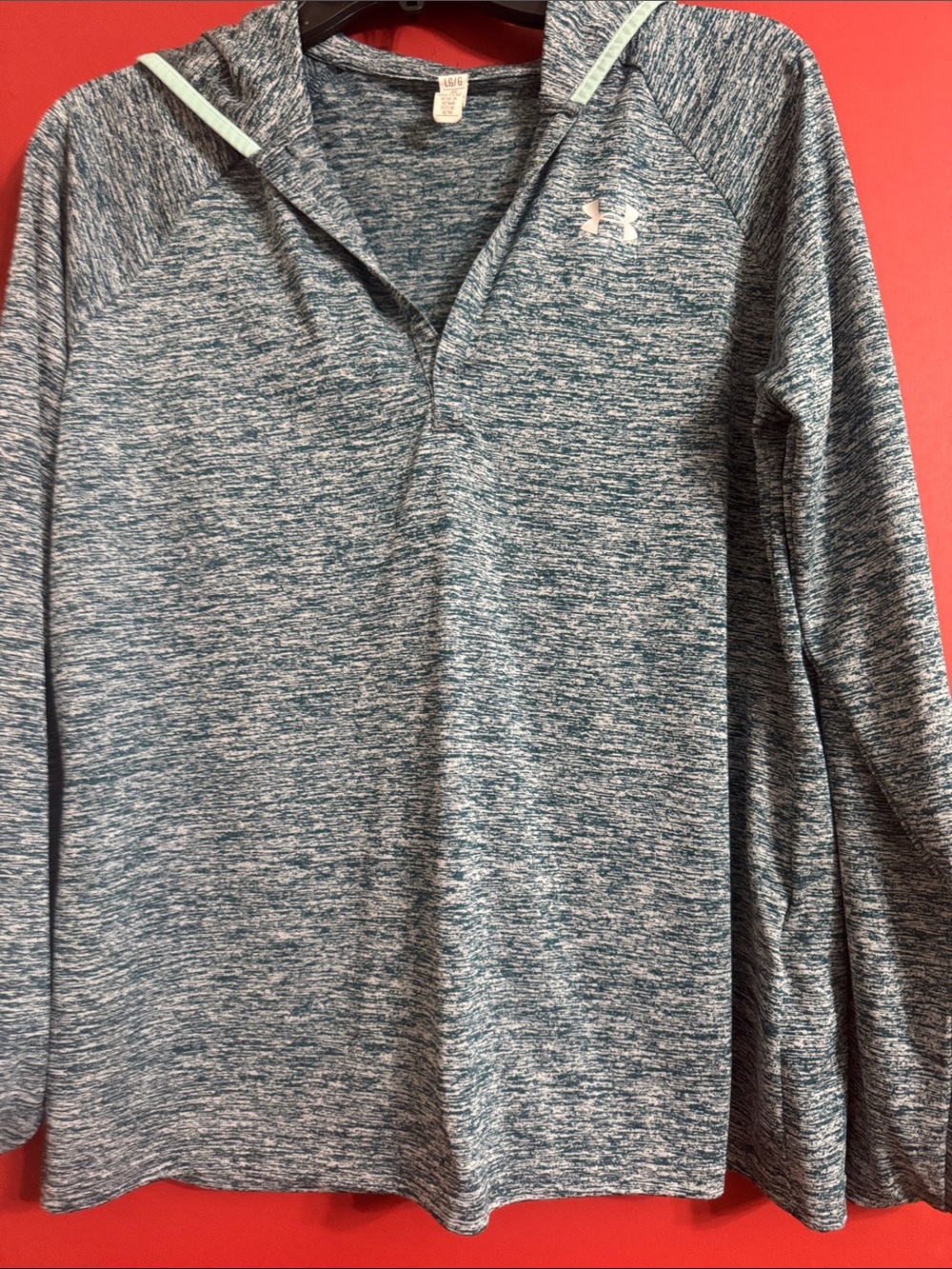 Under Armour Men's Marled Teal Quarter-Zip Performance Hoodie